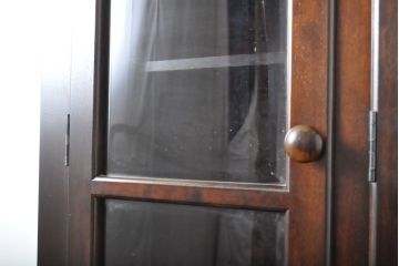 中古　松本民芸家具　クラシカルな雰囲気のダイヤカット型飾り棚(キャビネット、戸棚、食器棚、カップボード、収納棚、上下バラ売り可能)(定価推定約135万円)(R-061400)