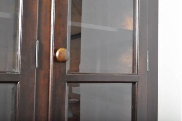 中古　松本民芸家具　クラシカルな雰囲気のダイヤカット型飾り棚(キャビネット、戸棚、食器棚、カップボード、収納棚、上下バラ売り可能)(定価推定約135万円)(R-061400)