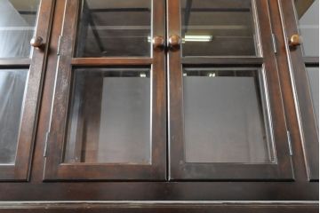 中古　松本民芸家具　クラシカルな雰囲気のダイヤカット型飾り棚(キャビネット、戸棚、食器棚、カップボード、収納棚、上下バラ売り可能)(定価推定約135万円)(R-061400)