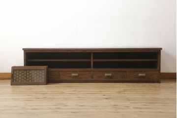 ラフジュ工房オリジナル　古建具リメイク　レーザー組子入り　品のある佇まいが魅力的なテレビ台(ローボード、リビングボード、テレビボード、戸棚、収納棚)(R-061410)