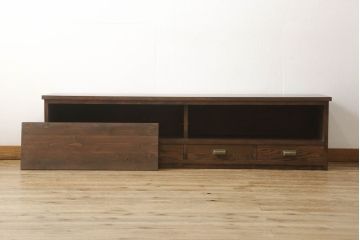 ラフジュ工房オリジナル　古建具リメイク　レーザー組子入り　品のある佇まいが魅力的なテレビ台(ローボード、リビングボード、テレビボード、戸棚、収納棚)(R-061410)