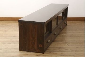 ラフジュ工房オリジナル　古建具リメイク　レーザー組子入り　品のある佇まいが魅力的なテレビ台(ローボード、リビングボード、テレビボード、戸棚、収納棚)(R-061410)