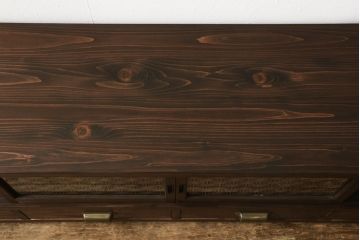 ラフジュ工房オリジナル　古建具リメイク　レーザー組子入り　品のある佇まいが魅力的なテレビ台(ローボード、リビングボード、テレビボード、戸棚、収納棚)(R-061410)