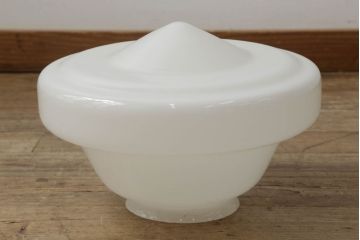 和製アンティーク　大振りサイズ　昭和レトロなデザインのガラスシェード照明(吊り下げ照明、天井照明、ペンダントライト)(R-061412)