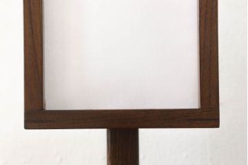 ヴィンテージ照明　絶版品　民芸灯具工房　総欅(ケヤキ)材　あんどんデザインのテーブルスタンド(九州民芸、デスクスタンド、スタンドライト、行灯、行燈、照明、ビンテージ)(R-061416)