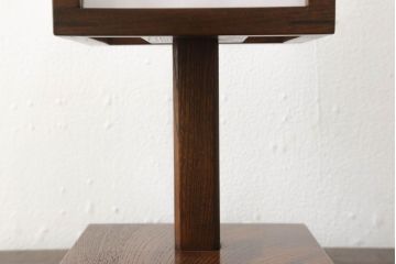 ヴィンテージ照明　絶版品　民芸灯具工房　総欅(ケヤキ)材　あんどんデザインのテーブルスタンド(九州民芸、デスクスタンド、スタンドライト、行灯、行燈、照明、ビンテージ)(R-061416)
