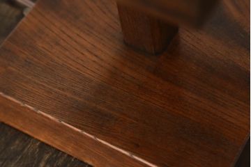 ヴィンテージ照明　絶版品　民芸灯具工房　総欅(ケヤキ)材　あんどんデザインのテーブルスタンド(九州民芸、デスクスタンド、スタンドライト、行灯、行燈、照明、ビンテージ)(R-061416)