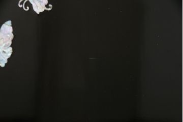 中古　美品　ラデン細工　孔雀の美しい翼が描かれた折り畳み衝立て(つい立て、パーテーション、折りたたみ)(R-061418)
