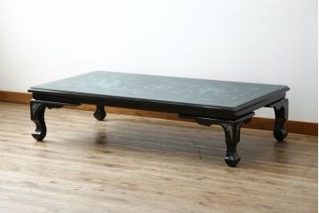 中古　韓国民芸家具　華やかな螺鈿(ラデン)細工が目を惹く座卓(ローテーブル、センターテーブル)(R-061419)