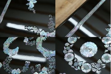 中古　韓国民芸家具　華やかな螺鈿(ラデン)細工が目を惹く座卓(ローテーブル、センターテーブル)(R-061419)