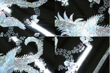 中古　韓国民芸家具　華やかな螺鈿(ラデン)細工が目を惹く座卓(ローテーブル、センターテーブル)(R-061419)