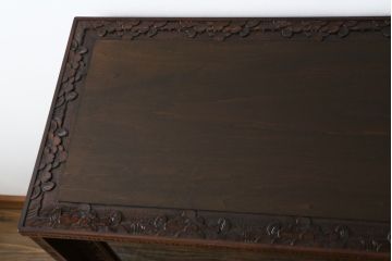 中古　軽井沢彫り　隅々まで施された桜の彫刻が美しい収納棚(戸棚、飾り棚、キャビネット)(R-061425)