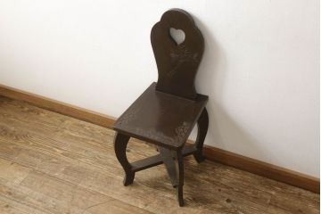 和製ビンテージ　日光彫り　楠木(クスノキ)材　「現代の名工」　卓越技能者　石田英吉作　贅沢にあしらわれた桜の花が美しいドレッサー+チェアセット(鏡台、ミラー、椅子、ヴィンテージ)(R-061430)