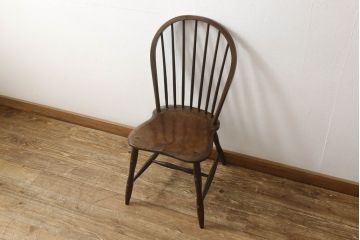 中古　松本民芸家具　シックな佇まいが魅力的な#72型・リーチチェア(ダイニングチェア、ウィンザーチェア、板座チェア、椅子、ウインザーチェア)(R-061433)