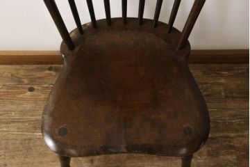 中古　松本民芸家具　シックな佇まいが魅力的な#72型・リーチチェア(ダイニングチェア、ウィンザーチェア、板座チェア、椅子、ウインザーチェア)(R-061433)