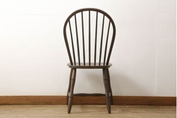 中古　松本民芸家具　シックな佇まいが魅力的な#72型・リーチチェア(ダイニングチェア、ウィンザーチェア、板座チェア、椅子、ウインザーチェア)(R-061433)