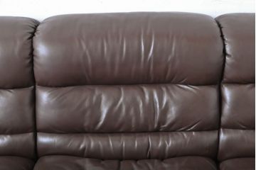 中古　デセデ(de Sede)　DS-13　ブラウン色　本革　シンプルモダンなフォルムが格好良い3人掛けレザーソファ(三人掛けソファ、3P)(R-061442)