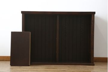 中古　民芸家具　展示未使用品　タモ材　上質な和の空間づくりに取り入れたいシックな水屋箪笥サイドボード(収納棚、戸棚、食器棚、キャビネット)(R-061455)