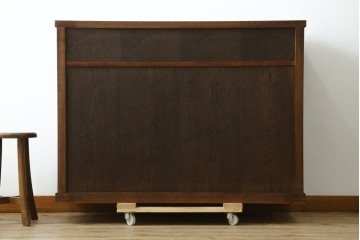 新古　未使用展示品　タモ材　上質な和の空間づくりに取り入れたいシックな水屋箪笥サイドボード　(R-061456)