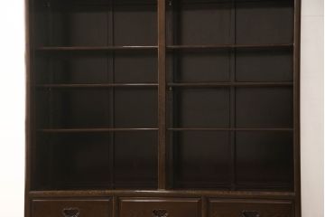 中古　民芸家具　高級品　鉄刀木(タガヤサン)　大人のシックなお部屋づくりにおすすめの本箱(本棚、書棚、ブックケース、戸棚、収納棚、飾り棚、キャビネット)(R-061460)