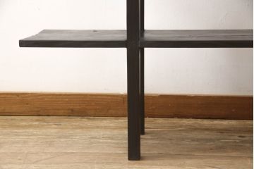 和製ビンテージ　昭和中期　和モダンテイストにぴったりな浮造り仕上げの飾り棚(茶棚、収納棚、陳列棚、オープンシェルフ、オープンラック、ディスプレイラック、ヴィンテージ)(R-061461)