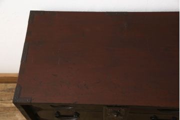 和製アンティーク　歴史を感じさせる佇まいが魅力的な庄内小箪笥(和タンス、収納箪笥、引き出し、整理箪笥、時代箪笥)(R-061495)
