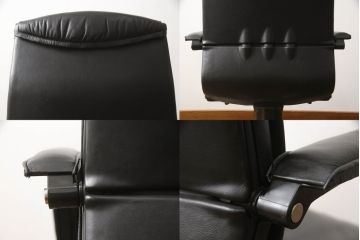 希少!　ヨーロッパビンテージ　ドイツ　girsberger(ギルスバーガー)社　trilax(トリラックス)　本革　ドイツらしい機能美が光るレザーオフィスチェア(アームチェア、ワークチェア、ヴィンテージ)(R-061508)