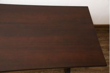 中古　松本民芸家具　深みのある色合いが美しいC型食卓(ダイニングテーブル、4人掛け、6人掛け)(定価約40万円)(R-061515)