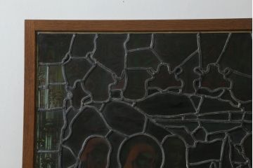 【T様・完成画像確認用】フランスアンティーク　イエス・キリスト　ディスプレイとしてもおすすめ!!落ち着きのある色合いで荘厳な雰囲気を醸し出すステンドグラス(建具、明かり取り、明り取り、欄間、窓)(R-061522)