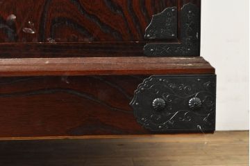 中古　筑後民芸　上質な和の雰囲気を高める茶箪笥(茶棚、戸棚、収納棚、食器棚、整理箪笥、収納箪笥、チェスト、キャビネット、引き出し、和箪笥、和たんす、和タンス)(R-061523)