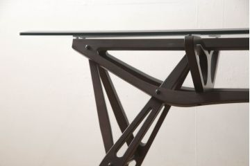 希少!　中古　美品　イタリア　ザノッタ(zanotta)　カルロ・モリーノ(Carlo Mollino)　レアレ(Reale)　芸術的な脚部が美しいダイニングテーブル(4人掛け、6人掛け)(定価約66万円)(R-061526)