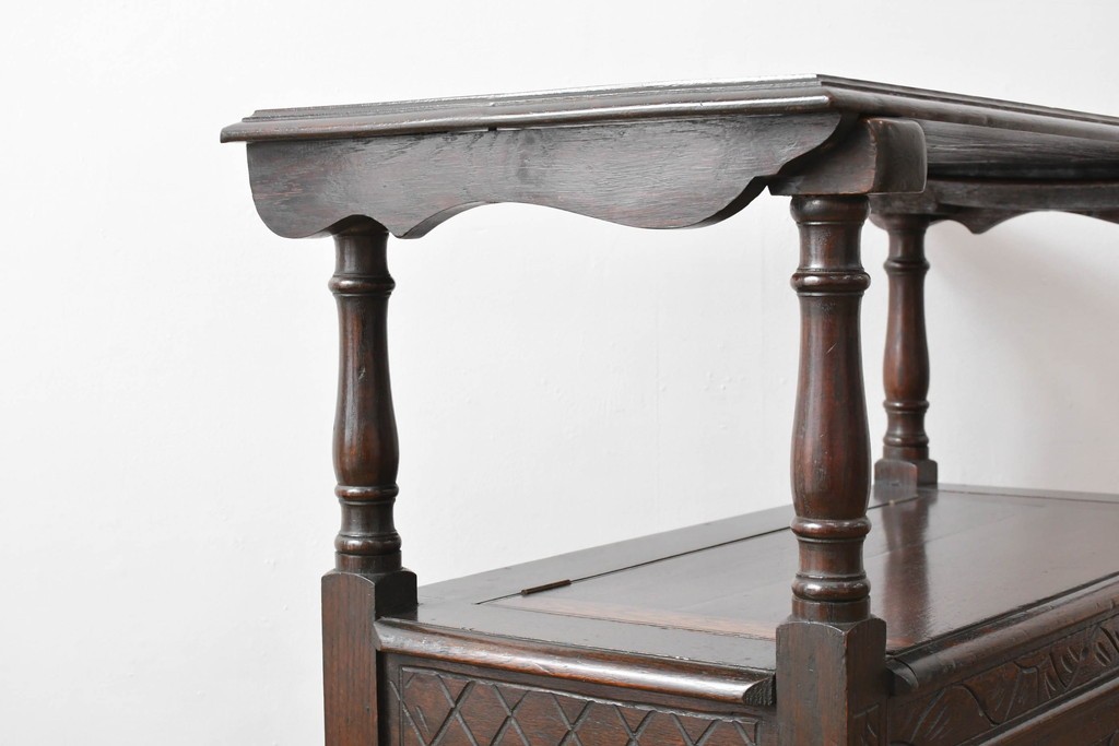 イギリスアンティーク　オーク材　色々な使い方を楽しめるモンクスベンチ　(R-061530)