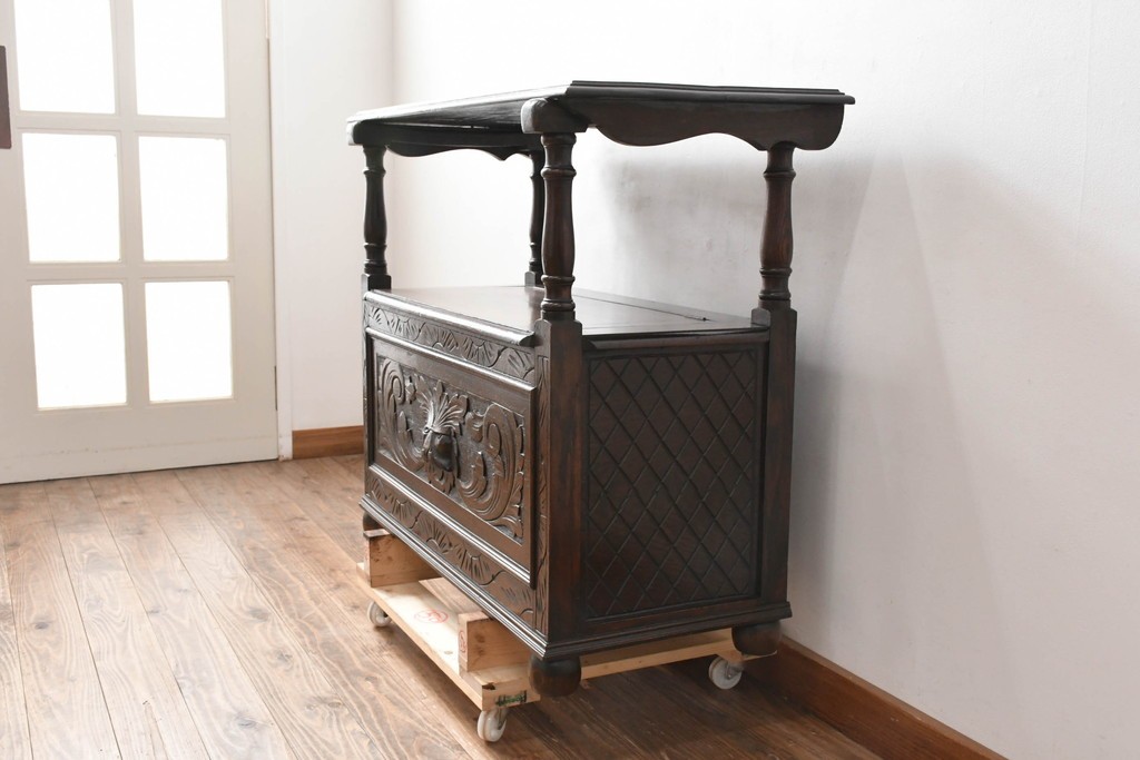 イギリスアンティーク　オーク材　色々な使い方を楽しめるモンクスベンチ　(R-061530)