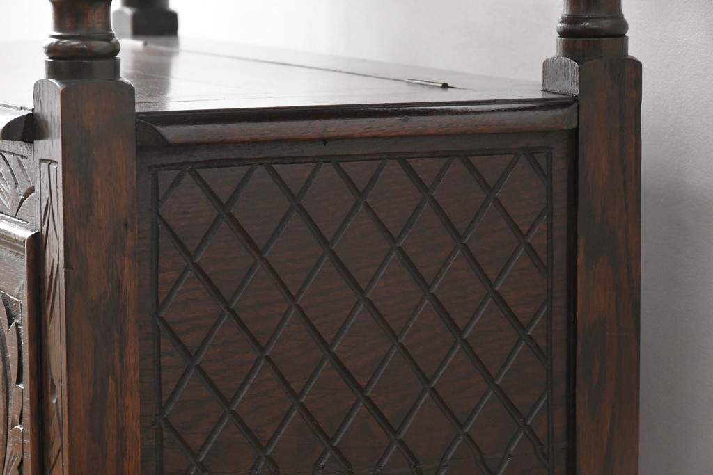 イギリスアンティーク　オーク材　色々な使い方を楽しめるモンクスベンチ　(R-061530)