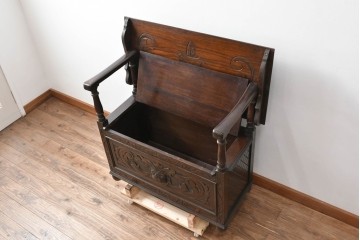 イギリスアンティーク　オーク材　色々な使い方を楽しめるモンクスベンチ　(R-061530)