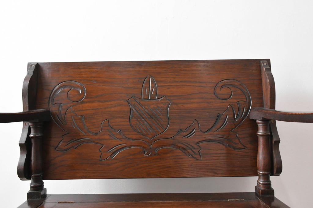 イギリスアンティーク　オーク材　色々な使い方を楽しめるモンクスベンチ　(R-061530)