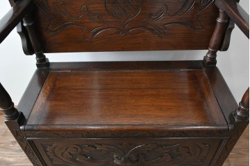 イギリスアンティーク　オーク材　色々な使い方を楽しめるモンクスベンチ　(R-061530)