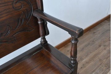 イギリスアンティーク　オーク材　色々な使い方を楽しめるモンクスベンチ　(R-061530)