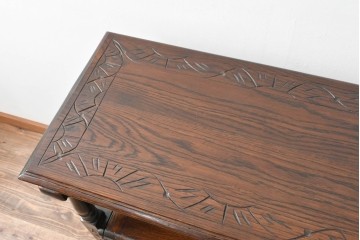 イギリスアンティーク　オーク材　色々な使い方を楽しめるモンクスベンチ　(R-061530)