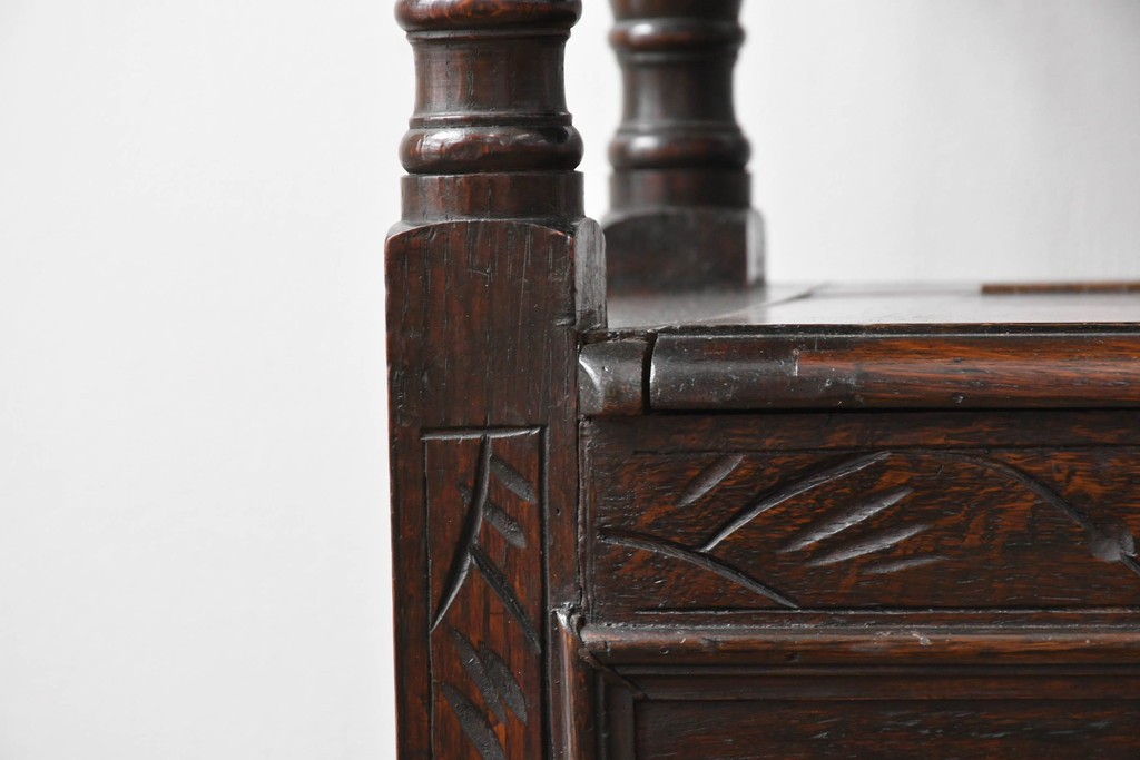 イギリスアンティーク　オーク材　色々な使い方を楽しめるモンクスベンチ　(R-061530)