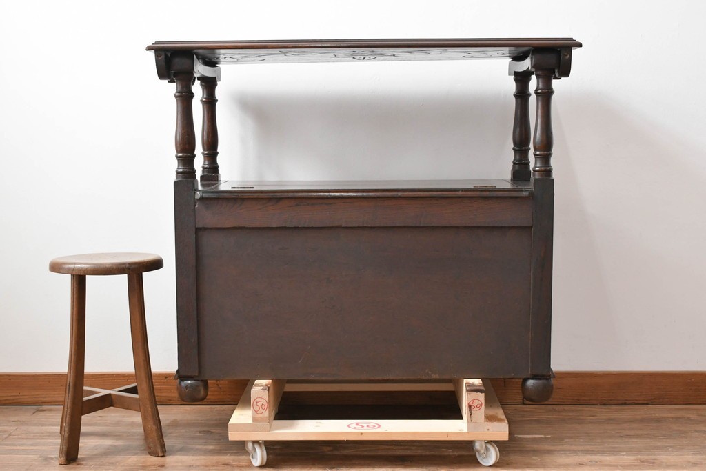 イギリスアンティーク　オーク材　色々な使い方を楽しめるモンクスベンチ　(R-061530)