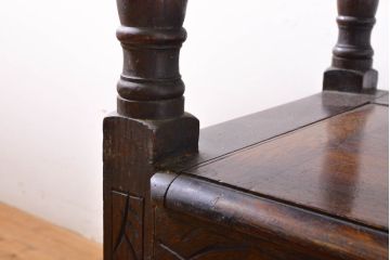 イギリスアンティーク　オーク材　色々な使い方を楽しめるモンクスベンチ(ブランケットボックス、サイドテーブル、作業台、サイドボード)(R-061530)