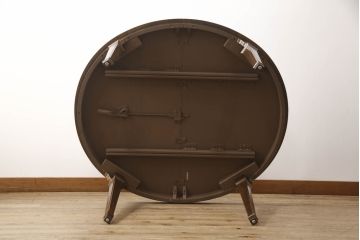 中古　美品　DREXEL HERITAGE(ドレクセルヘリテイジ)　TRYON MANOR(トライオンメナー)　マホガニー材　天板のデザインがおしゃれ!気品ある佇まいの伸長式ダイニングテーブル(エクステンションテーブル、2人掛け、4人掛け、6人掛け)(R-061544)