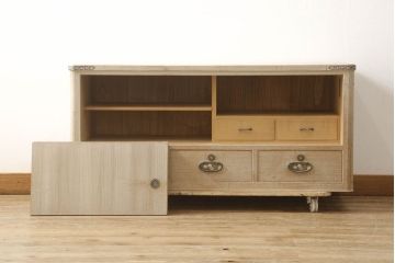中古　和の趣あふれる空間づくりに活躍する加茂総桐箪笥テレビ台(胴丸、桐たんす、テレビボード、ローボード、リビングボード)(R-061545)