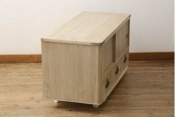 中古　和の趣あふれる空間づくりに活躍する加茂総桐箪笥テレビ台(胴丸、桐たんす、テレビボード、ローボード、リビングボード)(R-061545)