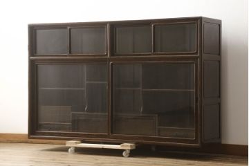 中古　鉄刀木(タガヤサン)　収納力抜群!!和室にも洋室にも合う茶棚(サイドキャビネット、食器棚、収納棚、戸棚、飾り棚、茶箪笥)(R-061551)