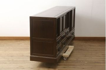 中古　鉄刀木(タガヤサン)　収納力抜群!!和室にも洋室にも合うローボード(サイドキャビネット、収納棚、戸棚)(R-061552)
