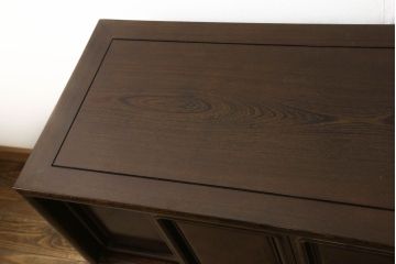中古　鉄刀木(タガヤサン)　収納力抜群!!和室にも洋室にも合うローボード(サイドキャビネット、収納棚、戸棚)(R-061552)