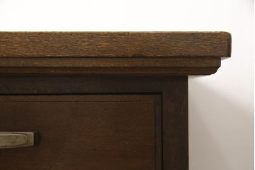 和製アンティーク　昭和中期　ナラ材製　重厚な佇まいが存在感を放つ大振りなデスク(ワークデスク、オフィスデスク、在宅ワーク、在宅用、両袖机)(R-061563)