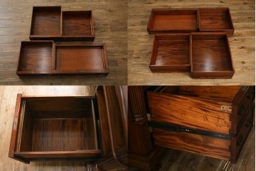 中古　美品　海外輸入品　マホガニー材　レザートップ(革)　Camerin(カメリン)　 VICTORIA COLLECTION(ヴィクトリアコレクション)　エレガントな英国様式プレジデントデスク(ニーホールデスク、両袖デスク、ワークデスク、在宅用、在宅ワーク)(R-061564)